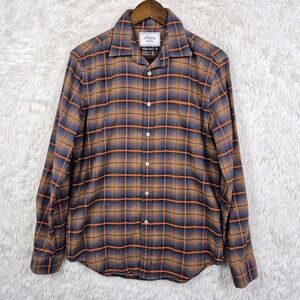 Portuguese Flannel Old Style Wisdom Mens Plaid Button Down‎ Shirt Blue Orange M